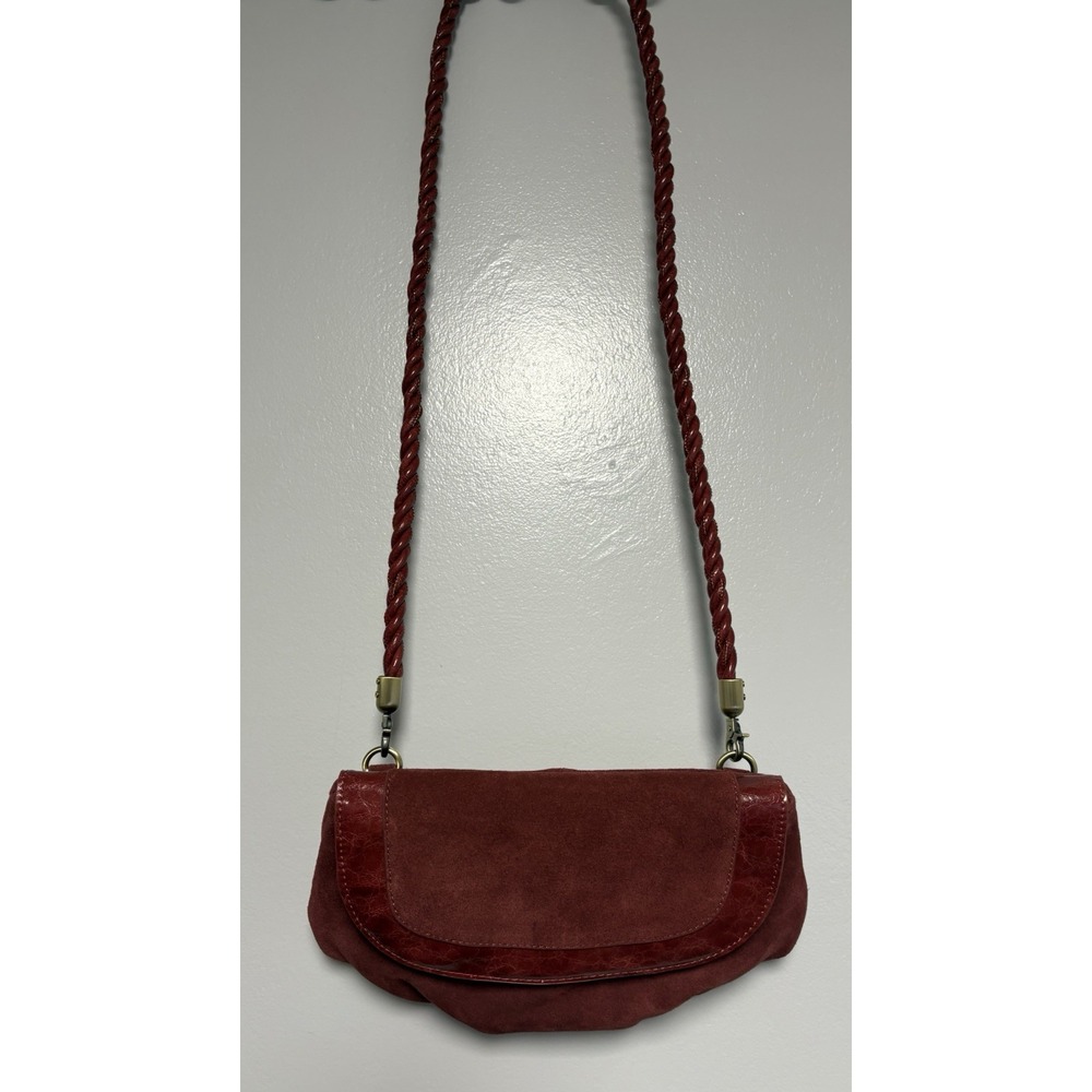 Anthropologie‎ Suede Leather Crossbody Small Terracotta Red Handbag - Picture 9 of 13